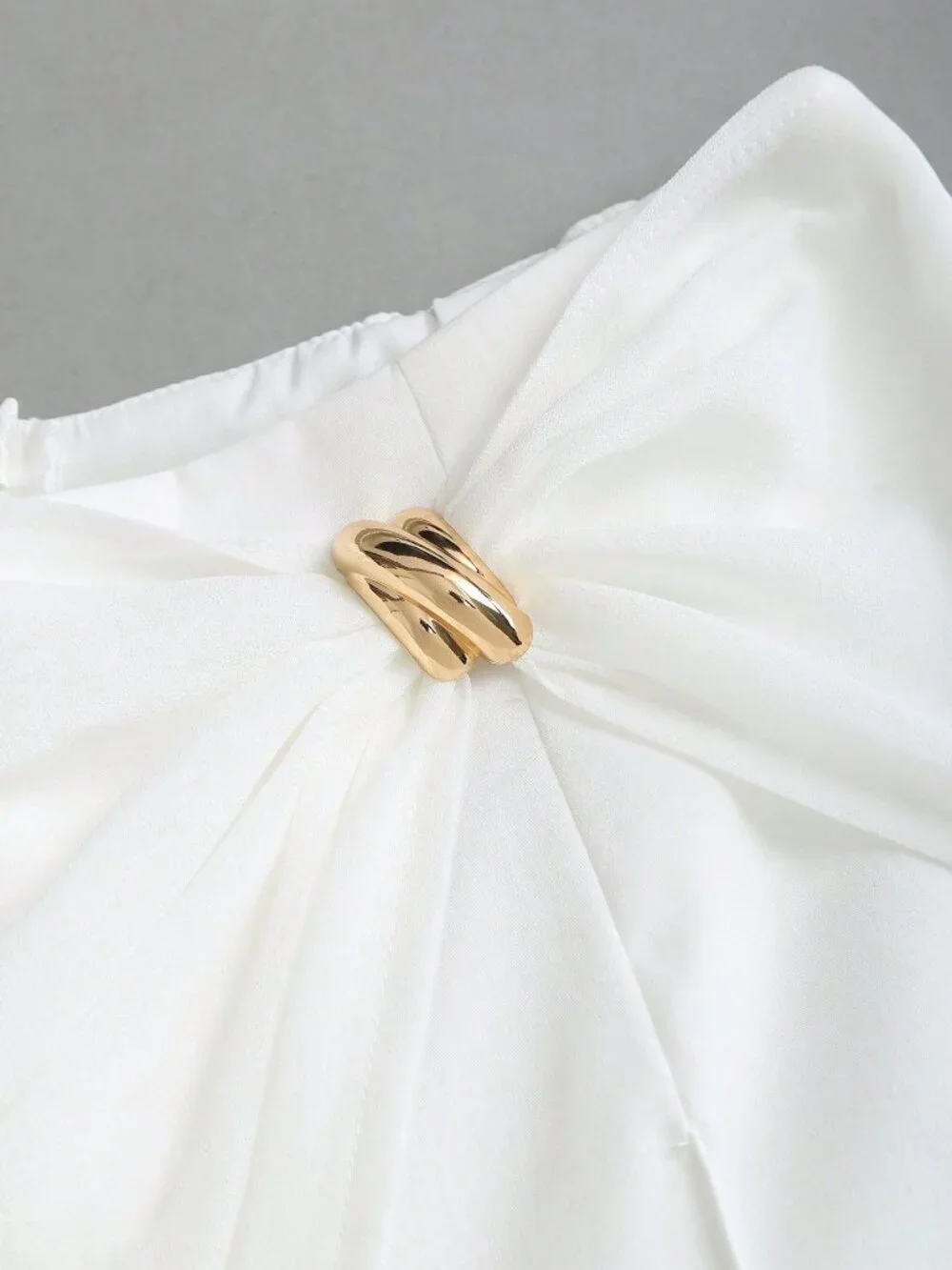 White Elegant Women's Chiffon Asymmetrical Party Trousers